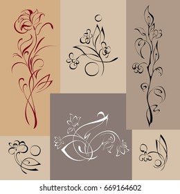 stylized flowers on a colored background. set