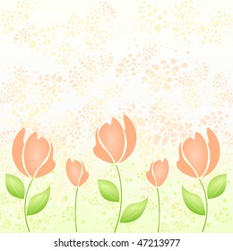 Stylized flowers on delicate background, vector