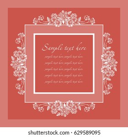 Stylized flowers on a frame with a pink background 