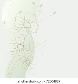 Stylized flowers on a light green background.