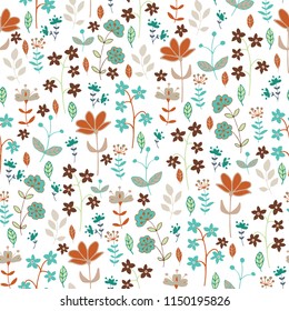 Stylized flowers on a white background. Seamless pattern.