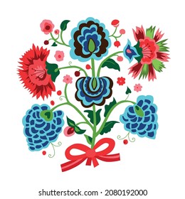 Flores estilizadas sobre un fondo blanco. Ornamento
