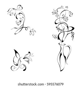 stylized flowers on a white background