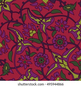 Stylized flowers oriental wallpaper retro seamless abstract background vector, decoration tile print oriental tribal floral ornament paisley, arabesque floral pattern tile vintage