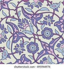 Stylized flowers oriental wallpaper retro abstract background vector, decoration tile print oriental tribal floral ornament paisley, arabesque floral pattern tile vintage