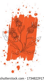Flores estilizadas y mancha de pintura.