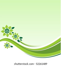 Stylized flowers pattern on a green background.