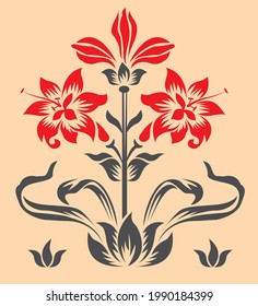 fondo estilizado de flores rojas y grises de Biscuit