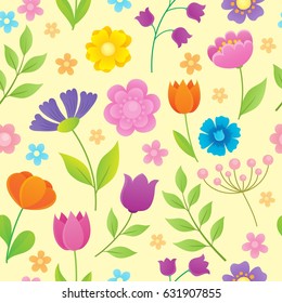 Stylized flowers seamless background 1 - eps10 vector illustration.