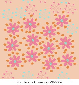 Stylized flowers  seamless  pattern,ellipses, spirals. Hand drawn.