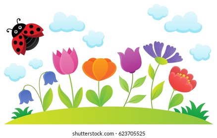 Stylized flowers topic image 1 - eps10 vector illustration.