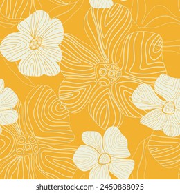stylized flowers vector seamless pattern. Retro style