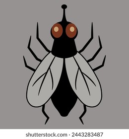 Stylized fly. Animal insect design. On gray background.