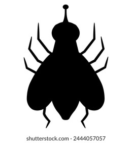 Stylized fly or bug. Animal insect design. Black silhouette on white background.