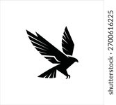 Stylized flying eagle silhouette symbolizing motion, precision, strength, and power.