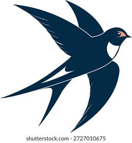 Diseño estilizado del Vector de la golondrina voladora que presenta influencia retro del arte del tatuaje, forma elegante del pájaro, y composición gráfica minimalista
