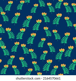 Stylized folk flower seamless pattern. Hand drawn elegant botanical background. Abstract doodle floral wallpaper. Scandinavian style. Design for fabric, textile, wrapping, cover. Vector illustration