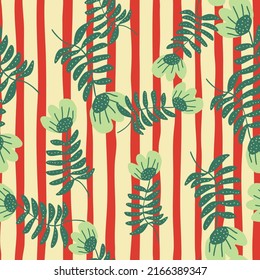 Stylized folk flower seamless pattern. Hand drawn elegant botanical background. Abstract doodle floral wallpaper. Scandinavian style. Design for fabric, textile, wrapping, cover. Vector illustration