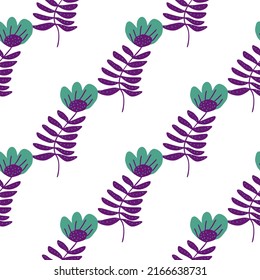Stylized folk flower seamless pattern. Hand drawn elegant botanical background. Abstract doodle floral wallpaper. Scandinavian style. Design for fabric, textile, wrapping, cover. Vector illustration