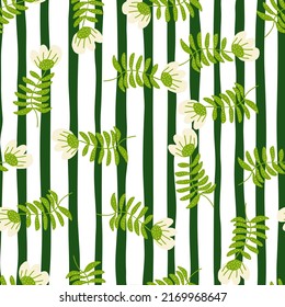 Flor folclórica estilizada sin costura. La mano dibujó un elegante fondo botánico. Papel tapizado de cartón con motivos florales. Estilo escandinavo. Diseño para tela, textil, envoltura, cubierta. Ilustración del vector