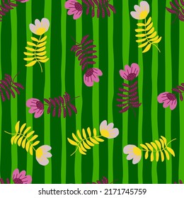 Stylized folk flower seamless pattern. Hand drawn elegant botanical background. Abstract doodle floral wallpaper. Scandinavian style. Design for fabric, textile, wrapping, cover. Vector illustration