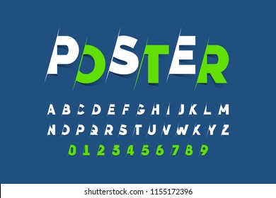Stylized font design, alphabet letters and numbers vector illustration