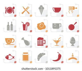Stylized Food, drink and restaurant icons - vector icon set