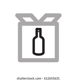 stylized food icons - bottle in a box - food delivery icon or logo