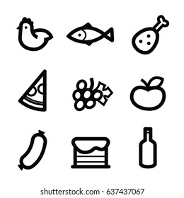 stylized food icons - foods colorful vector flat design set