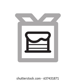 stylized food icons - piece of cake in a box - food delivery icon or logo