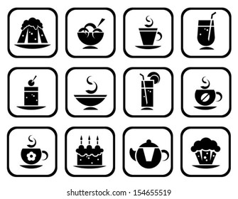 Stylized food symbols set isolated on a white background.