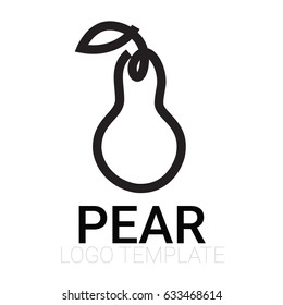 stylized food vector icons - pear with leaf fruit