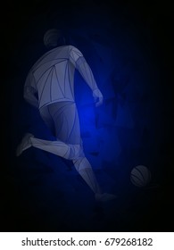 Stylized football player, soccer vector. Russia, 2018