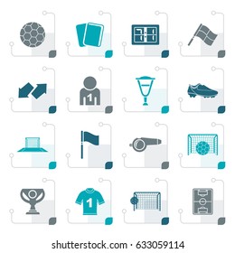 Stylized football, soccer and sport icons - vector icon set