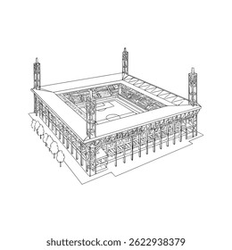 Stylized Football Stadium Sketch – Vector Illustration - Stadium Architectural Design