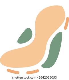 A stylized footprint with a green heel and orange sole, symbolizing the intersection of human movement and environmental awareness in a minimalist design.