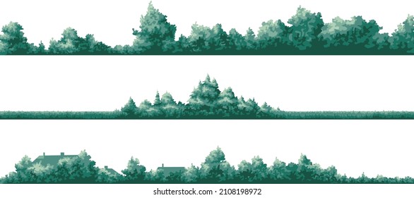 Stylized forest background, nature, landscape. Pine, spruce, tree. evergreen coniferous trees vector