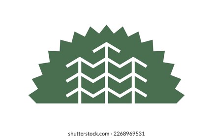 Icono de bosque estilizado. Árboles e ilustración de la naturaleza. Símbolo de descanso y relajación, logotipo ya hecho.