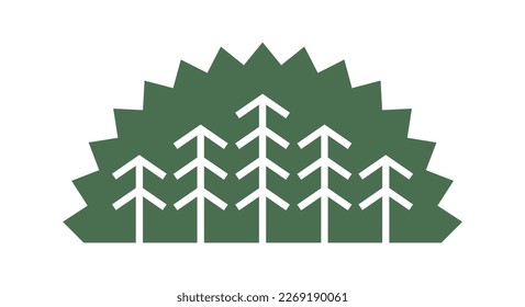 Stylized forest icon. Trees and nature illustration. Symbol of rest and relaxation, ready-made logo.