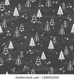 Stylized Forest On Chalkboard Background Seamless Stock Vector (Royalty ...