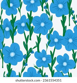 Stylized forget-me-nots in flat style. Vector seamless pattern	
