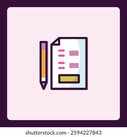 Stylized form icon with pencil for applications and website interfaces
