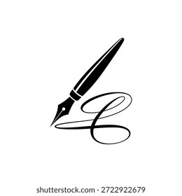 Una estilizada pluma estilizada y un guion fluido, perfecto para diseños relacionados con la escritura y la creatividad.