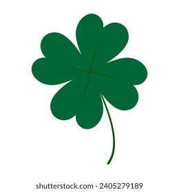 Stylized four leaf clover leaf in trendy green shades. Design element for St. Patrick greetings