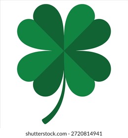 A stylized four-leaf clover icon with symmetrical heart-shaped leaves and a curved stem, symbolizing luck and good fortune on a white background.