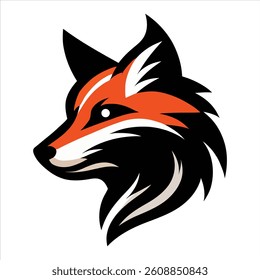 Stylized Fox Head Logo in Bold Orange and Black Vector Design