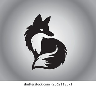 Stylized fox silhouette, minimalist design, black and white