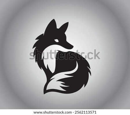 Stylized fox silhouette, minimalist design, black and white