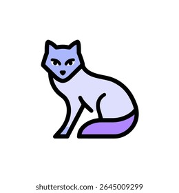 Raposa estilizada se senta calmamente contra uma ilustração de plano de fundo