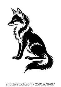 Stylized Fox Vector Illustration in Black and White